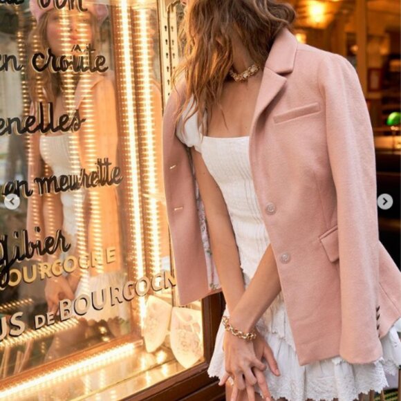 NWT Love Shack Fancy Lula Blazer Rose Stone 10 - Picture 3 of 14